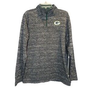 NFL Team Apparel GREEN BAY PACKERS Gray 1/4 Zip Pullover Fleece Top Shirt Sz M